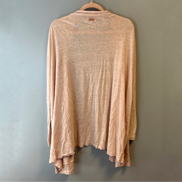 Lunya Cardigan Solid Pastel Pink 100% Linen Open Front Knit One Size O/S EUC - Picture 6 of 8